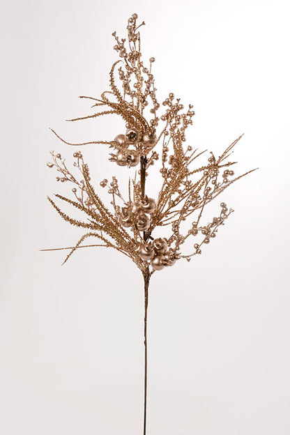 26" Glitter Berry Ball Spray Champagne