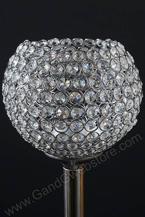 34" Crystal Bead Candle Holder Silver