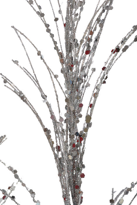 33" Glitter/Sequin Pampas Grass Spray Silver