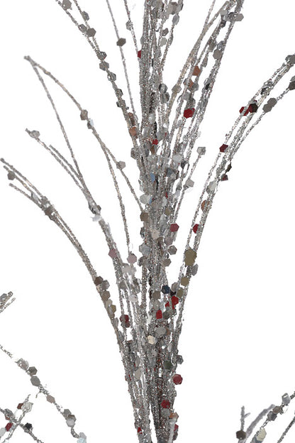 33" Glitter/Sequin Pampas Grass Spray Silver
