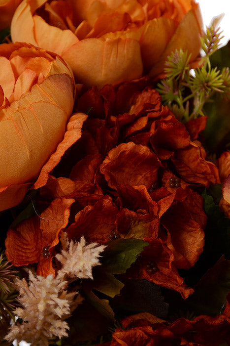 23" Silk Peony Hydrangea Bush Orange
