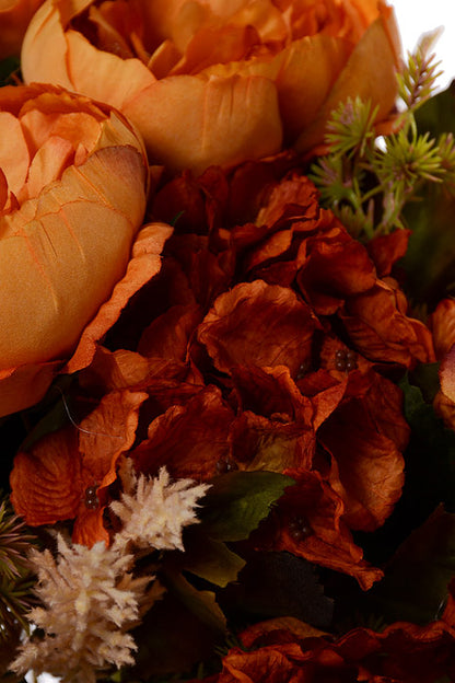 23" Silk Peony Hydrangea Bush Orange