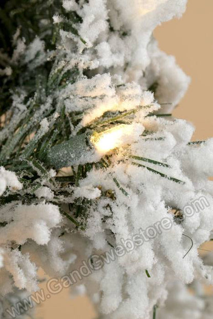 10ft Flocked Furry Pine Garland W/lights White/green