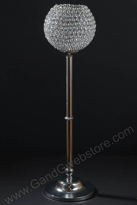 37" Crystal Bead Candle Holder Silver