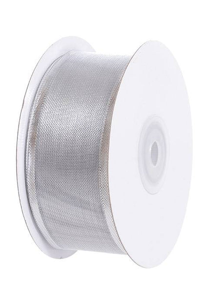 1.5" X 25yds Wired Metallic Organza Ribbon Silver