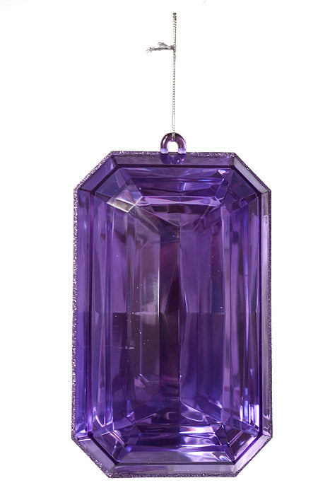 9" Acrylic Emerald Cut Precious Gem Ornament Purple