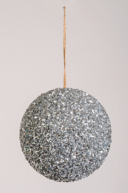 15" Xmas Sparkle Tinsel Ornament Ball Silver