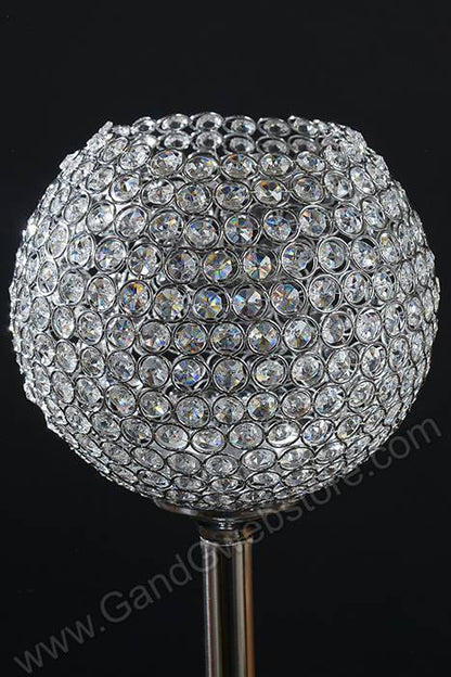 37" Crystal Bead Candle Holder Silver