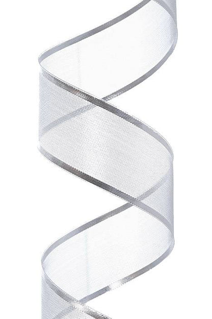 1.5" X 25yds Wired Metallic Organza Ribbon Silver