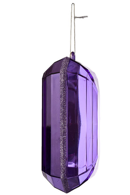 9" Acrylic Emerald Cut Precious Gem Ornament Purple