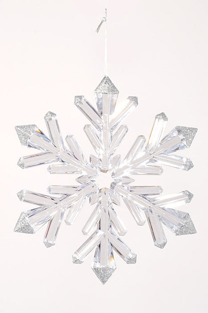 8.75" Snowflake W/Silver Glitter Clear