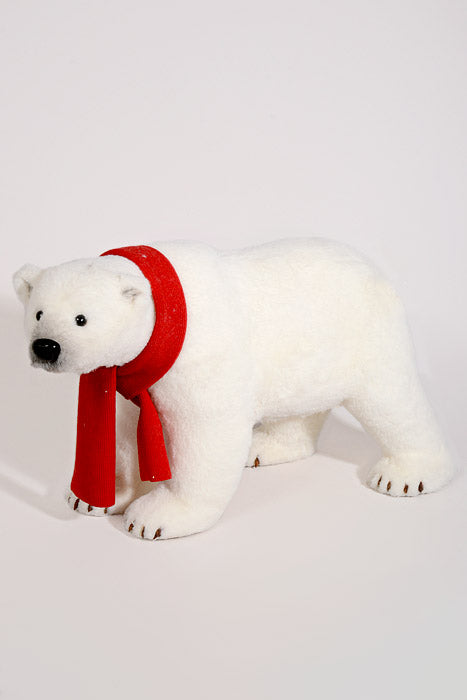 10.2&quot; x 14&quot; Bear W/Scarf White/Red