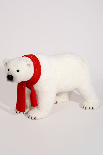 10.2" x 14" Bear W/Scarf White/Red