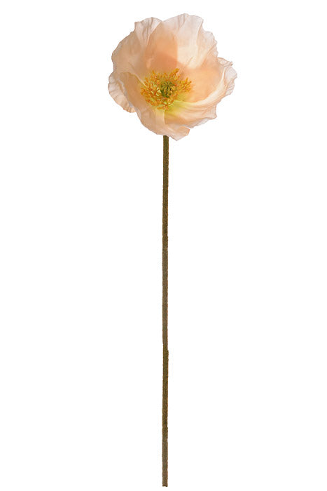 23&quot; Silk Poppy Spray Peach/Cream Pkg/6
