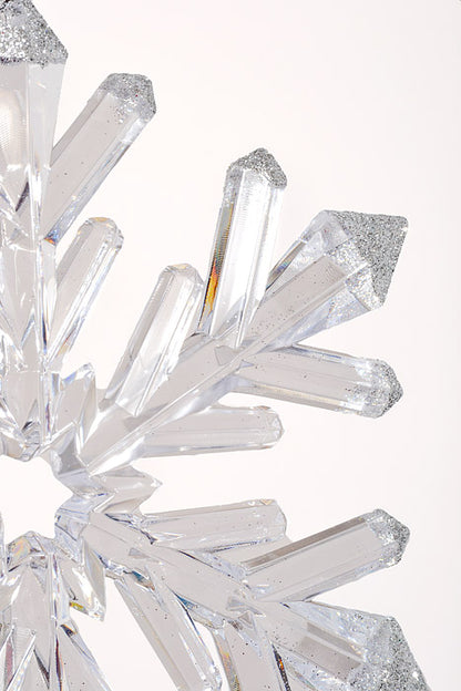 8.75" Snowflake W/Silver Glitter Clear