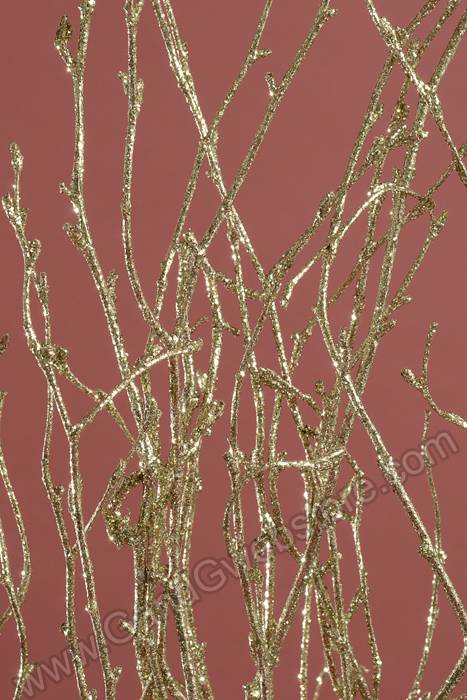 45"-50" 5 Stem Glittered Birch Branch Gold