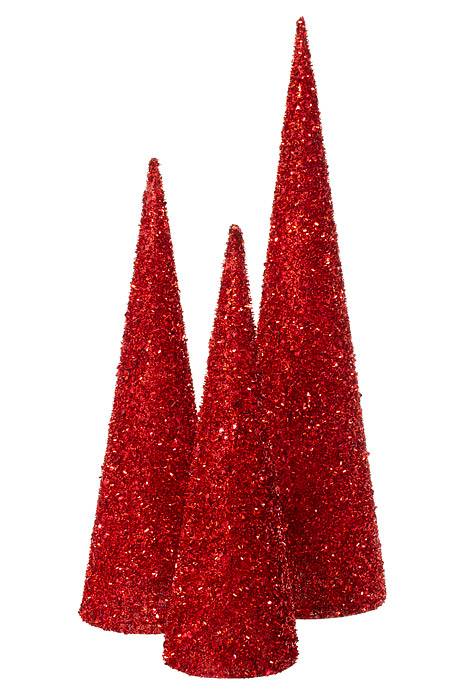 15/18/24&quot; Tree W/glitter/sequin/beads Red Set/3