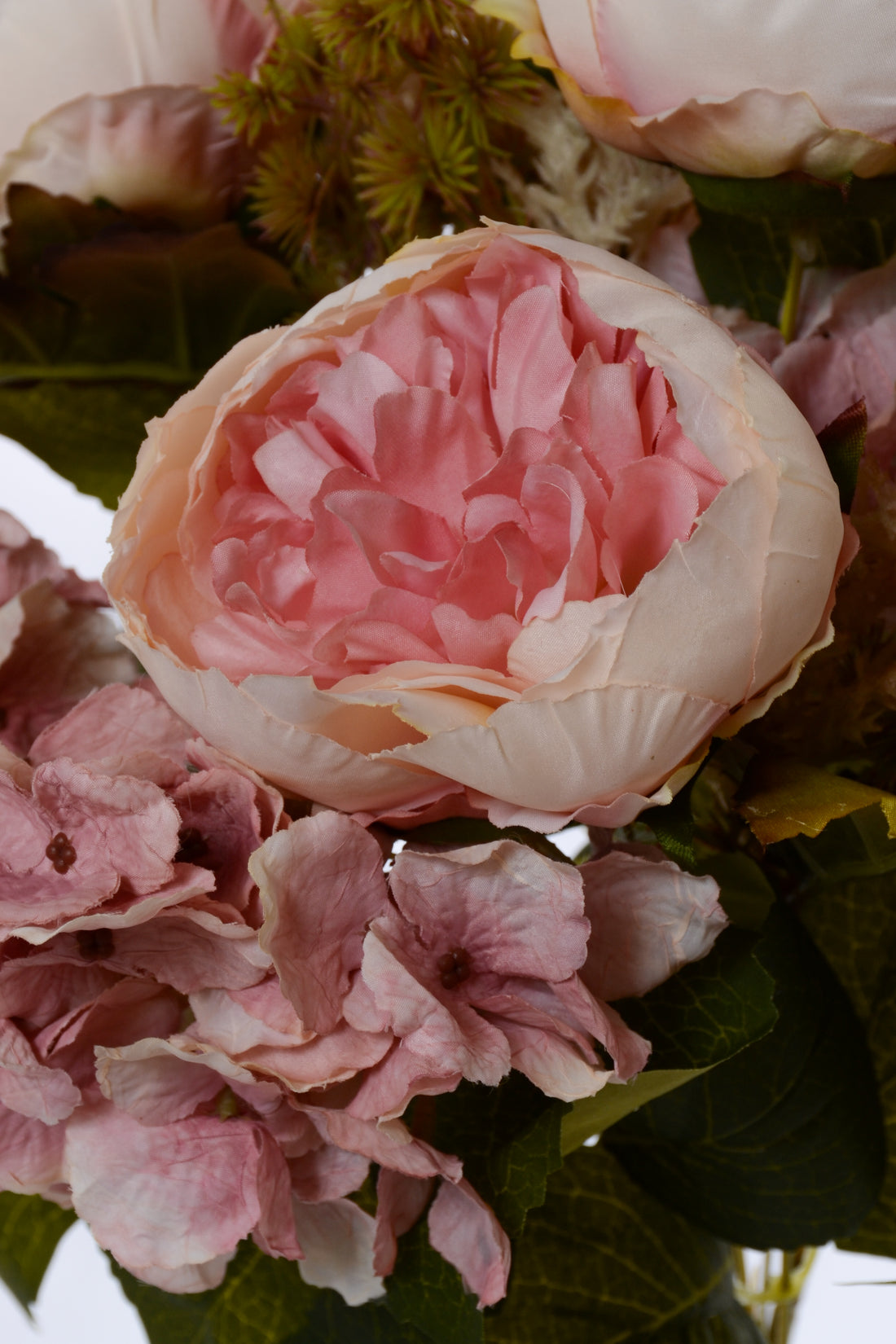 23" Silk Peony Hydrangea Bush Pink