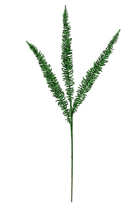 35" Glitter Fern Spray Green