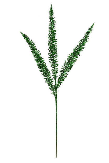 35" Glitter Fern Spray Green