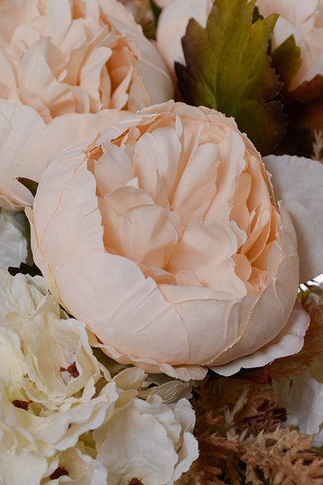 23" Silk Peony Hydrangea Bush Cream