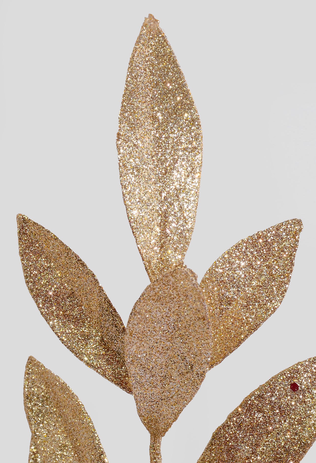 21" Glittered Bay Leaf Spray Champagne