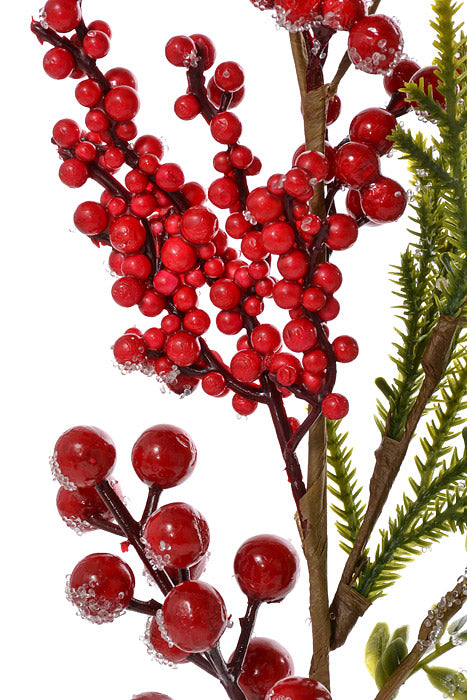 18" Ice Pine &amp; Berry Spray Green/Red