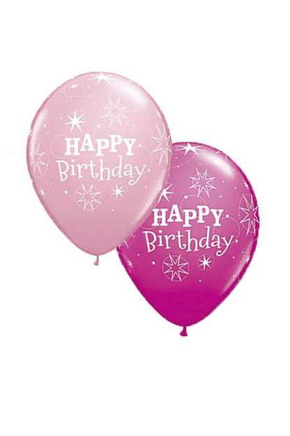 11" Round Birthday Sparkle Latex Balloon Pink/berry Pkg/50