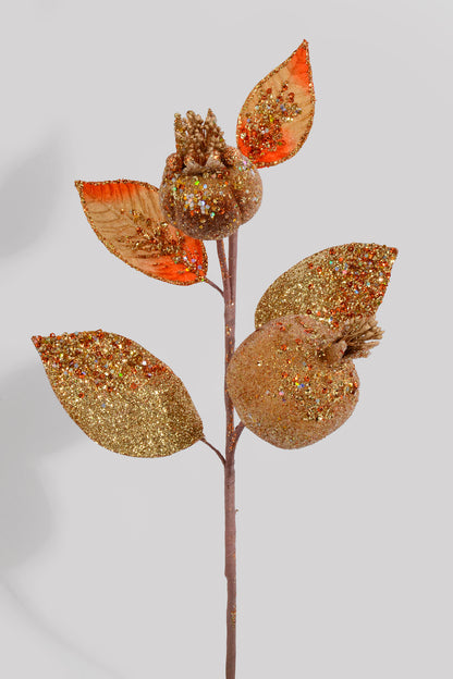 16" Glitter Pomegranate Spray Orange/Gold