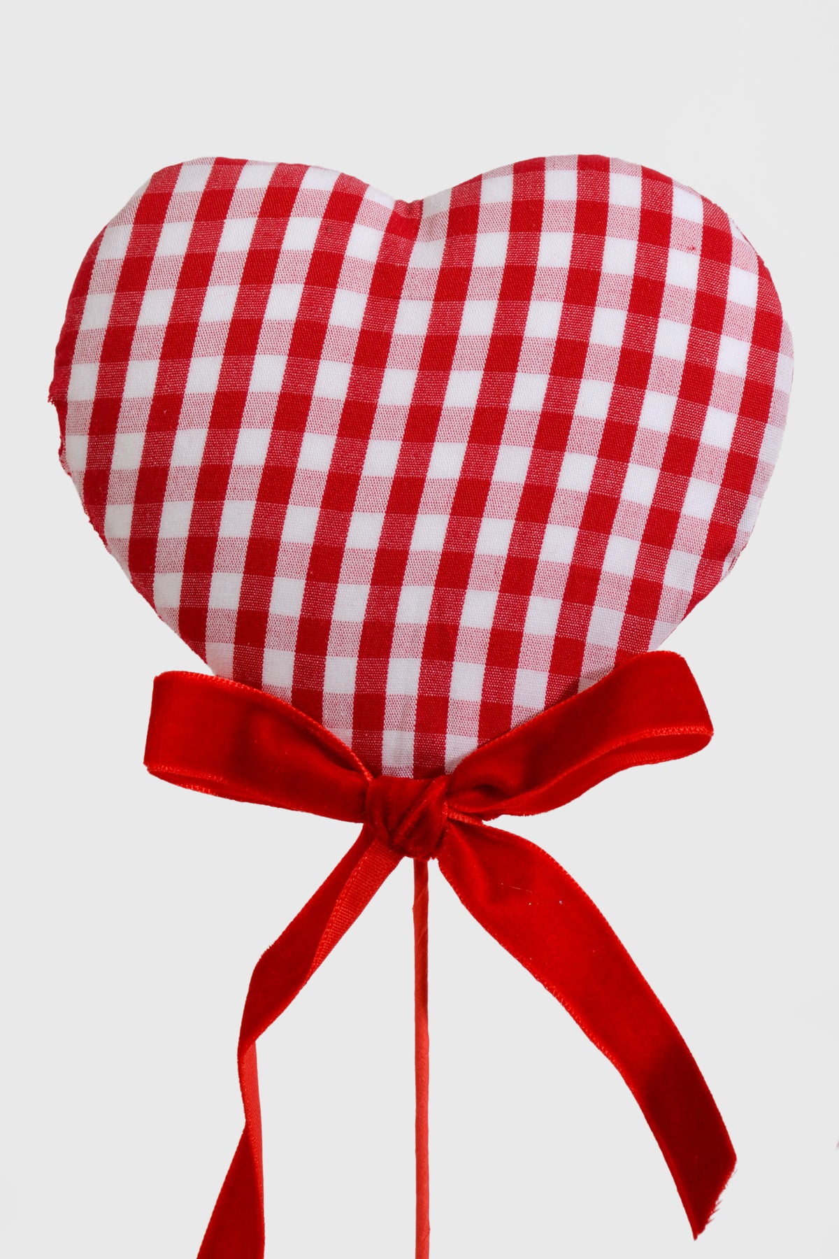 24" Triple Gingham Heart Spray Red/White