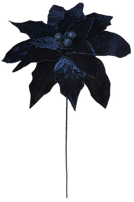 32.5" Velvet Poinsettia Stem Royal Blue