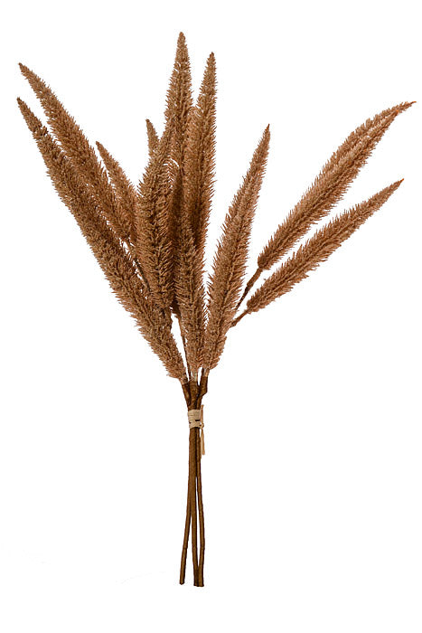 24" Plastic Flocked Foxtail Grass Bundle Brown