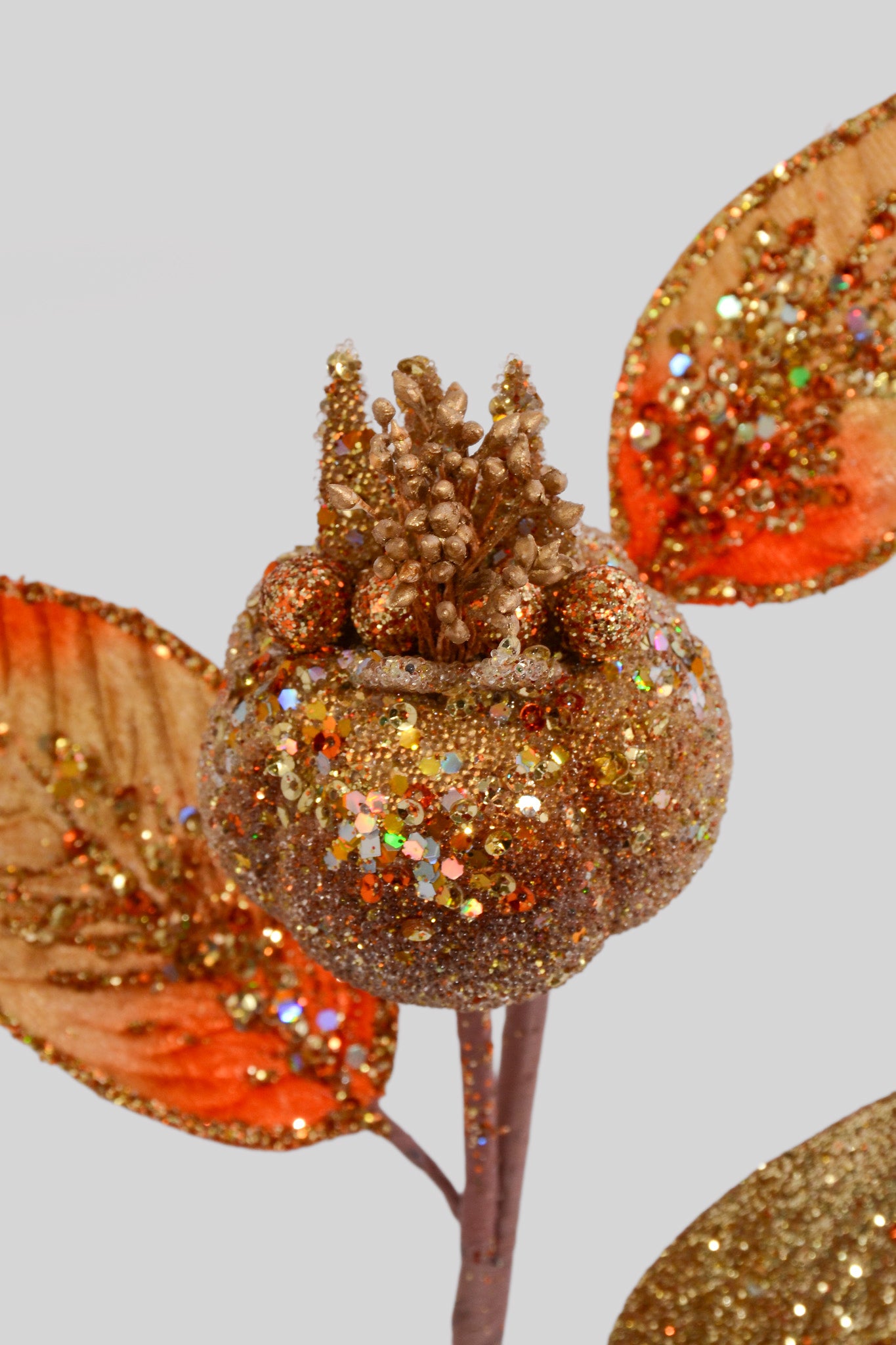 16" Glitter Pomegranate Spray Orange/Gold