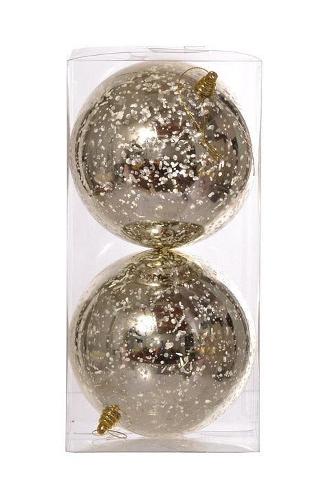 150Mm Shiny Ball Mercury Ornament (Champagne) Pkg/2