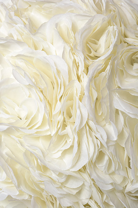 16" Rose Ball With Hang Ribbon Ivory