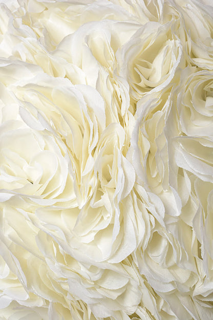 16" Rose Ball With Hang Ribbon Ivory