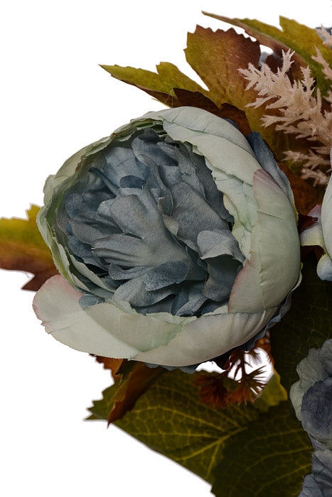 23" Silk Peony Hydrangea Bush Blue