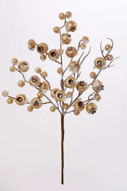 15" Frosted Iced Crabapple Spray Champagne