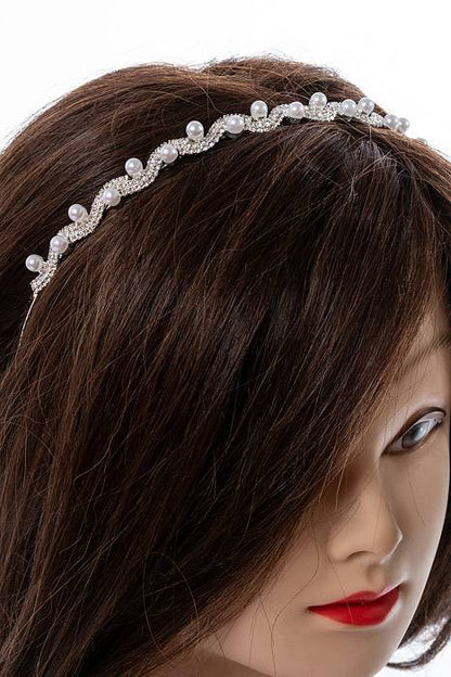 5.25" Rhinestone/pearl Tiara Silver