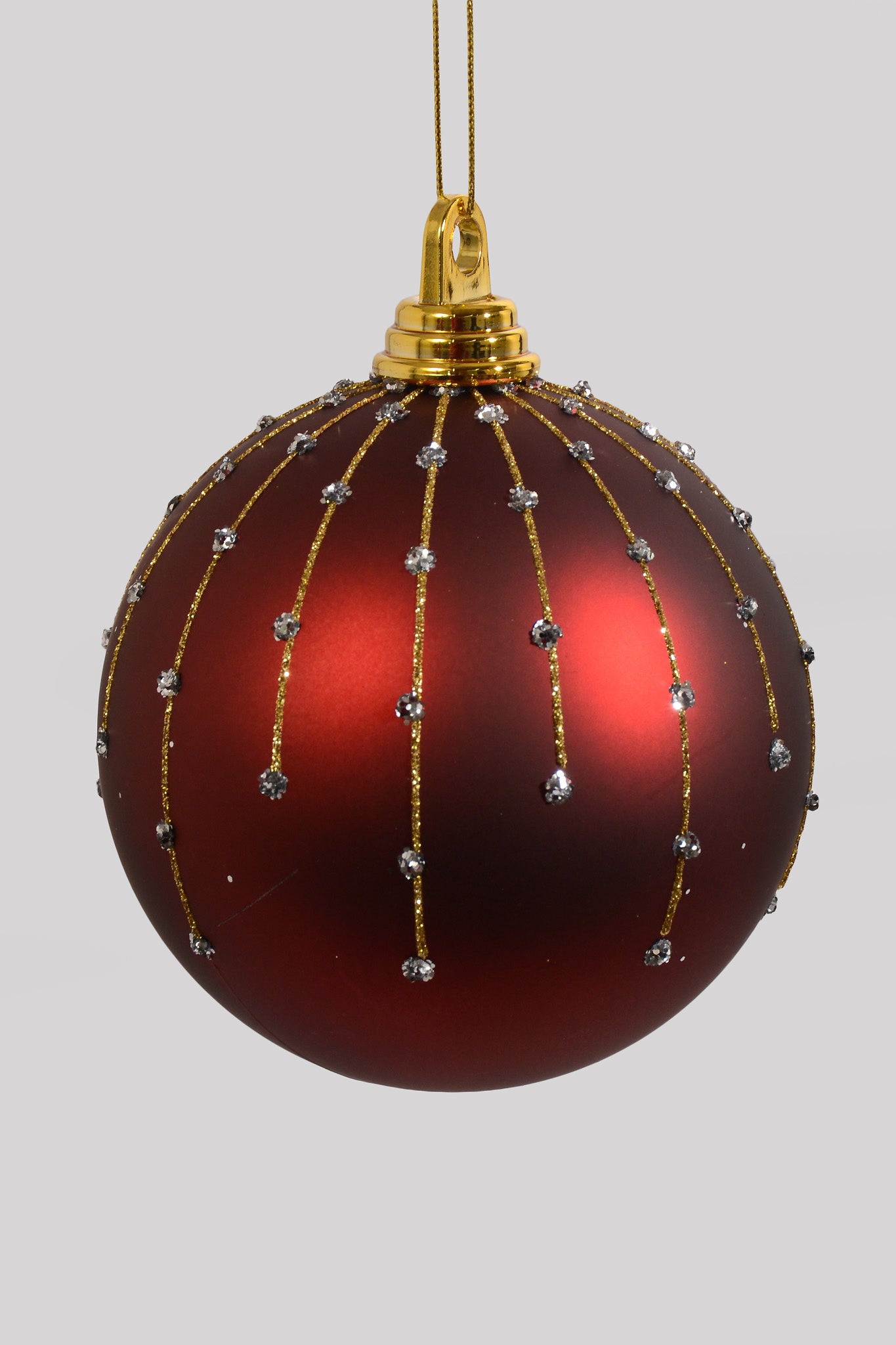 140MM Ornament Ball W/Glitter&amp;Laser Matte Burgundy