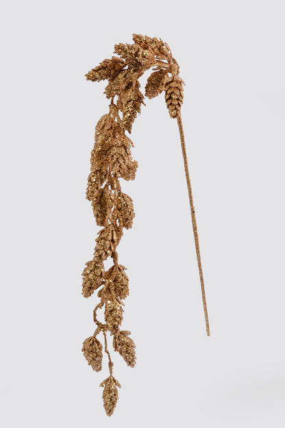 28" Glittered Hanging Alpine Cone Spray Champagne