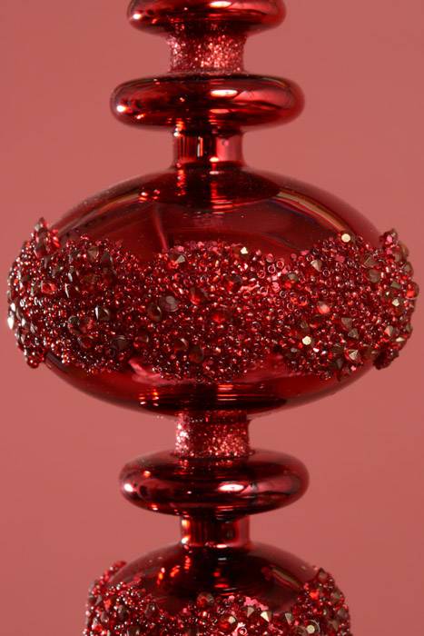 11" Glass Finial Ornament Red