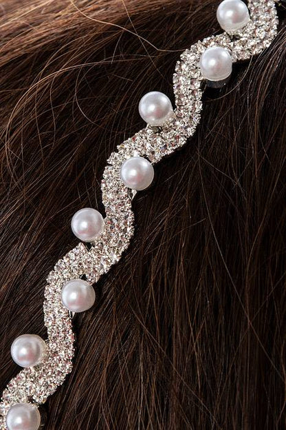 5.25" Rhinestone/pearl Tiara Silver