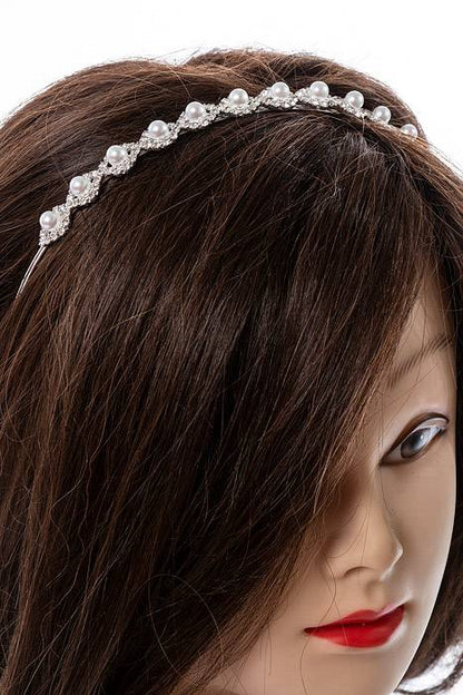 4.75" Rhinestone/pearl Tiara Silver
