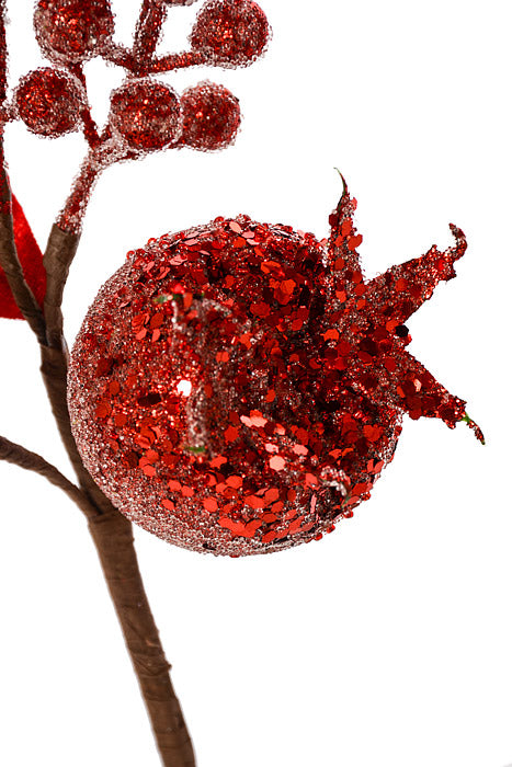 14" Micro Beaded Pomegranate Berry Pick Red