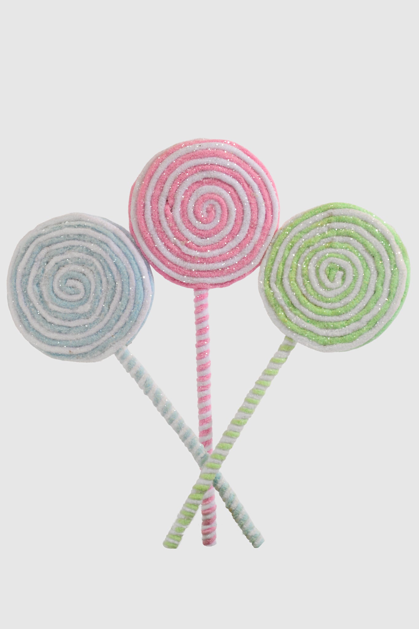 14" Frosted Pastel Lollipop Ornament Mint/White