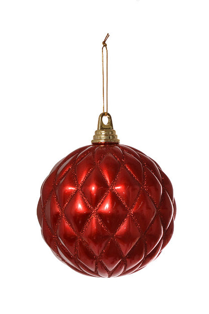 150Mm Design Ball With Glitter Ornament (Red) Pkg/2