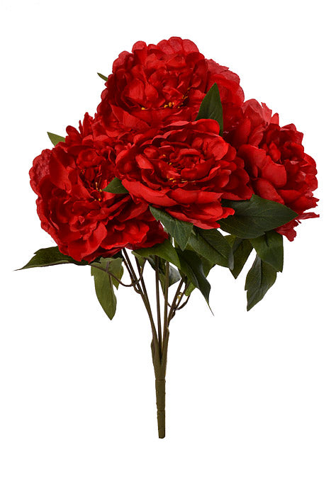 17" Silk Peony Bush Red