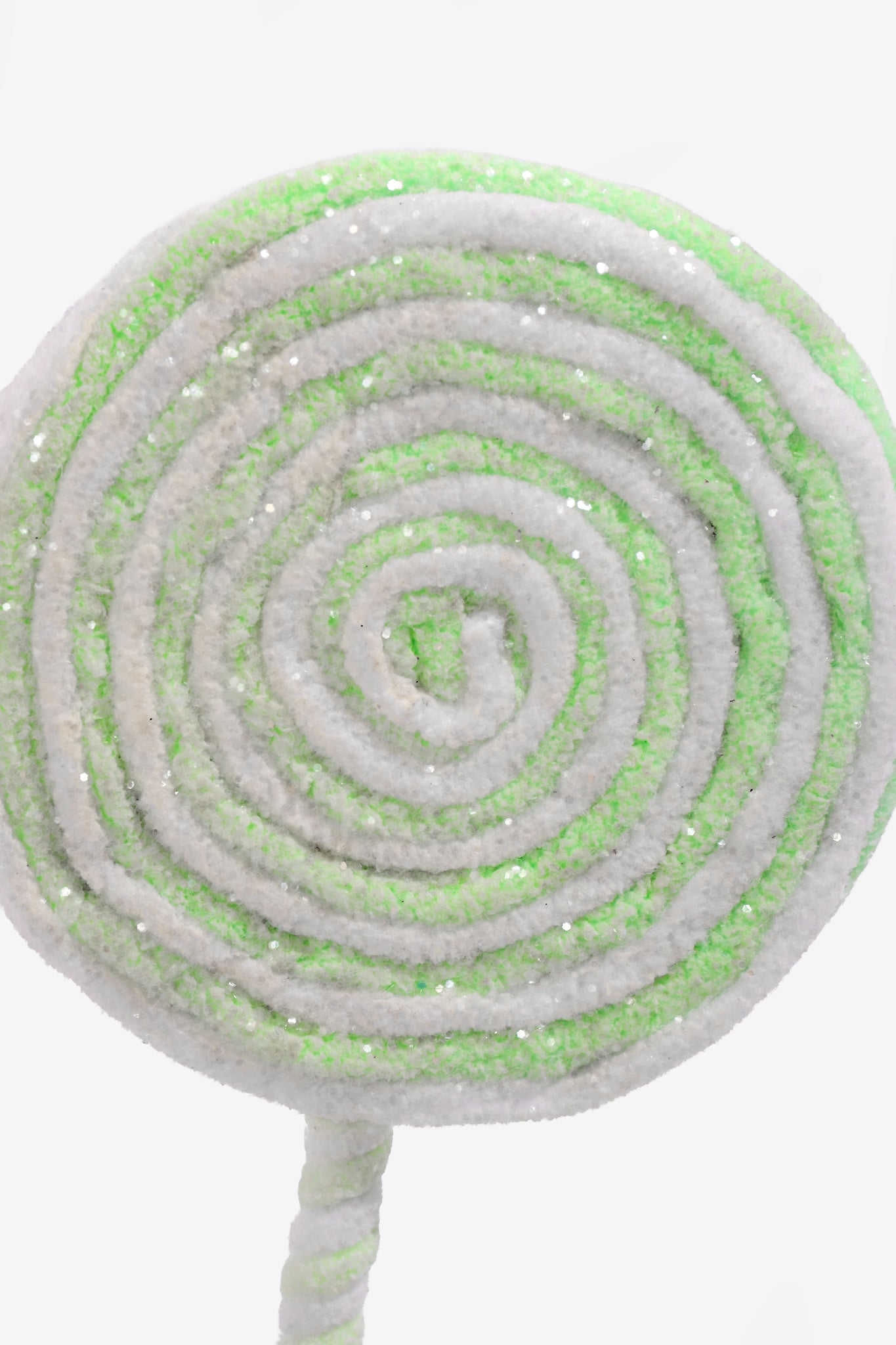 14" Frosted Pastel Lollipop Ornament Mint/White