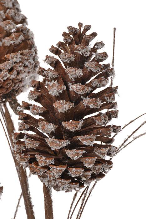 24" Pine Cone W/ Snow Spray Natural